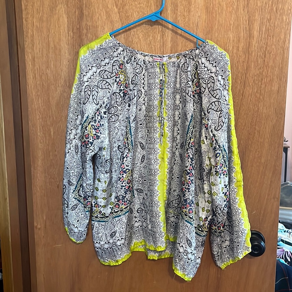 Johnny Was 100% Silk blouse size large